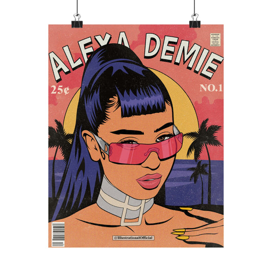 alexa demie  glasses comic style art Maddy Perez Euphoria , Rue Bennet, Zendaya , Premium Matte Vertical Posters